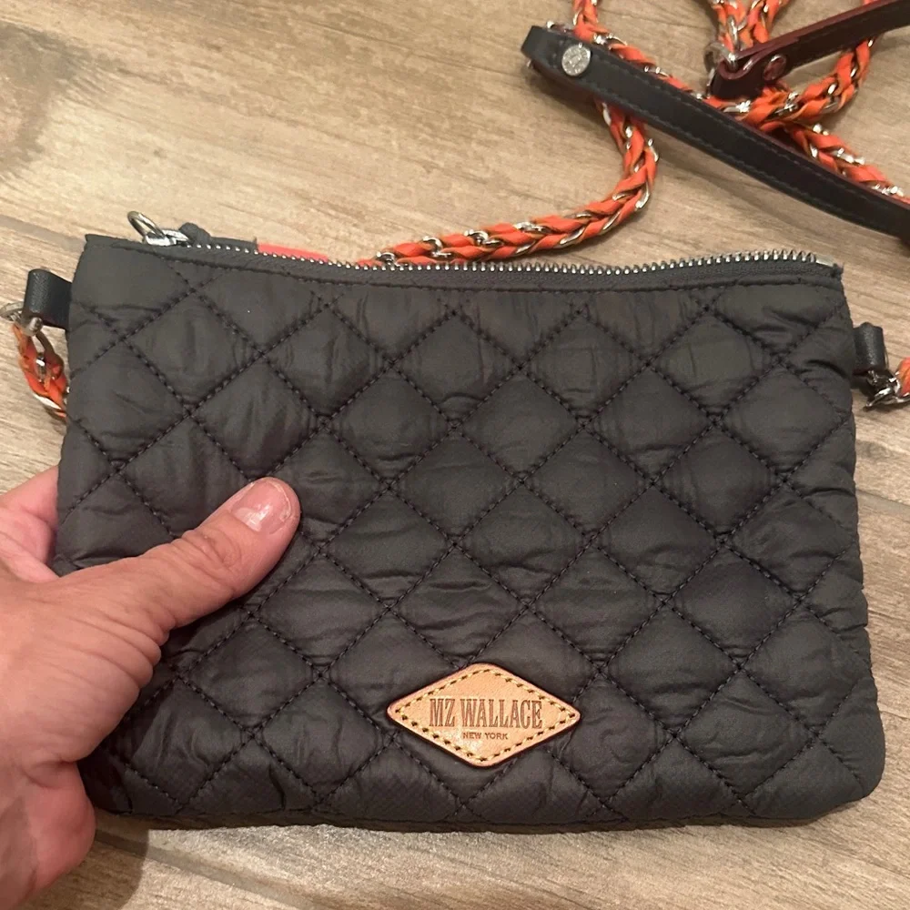 MZ Wallace Black Quilted Crossbody with orange Accents - Picture 2 of 6